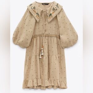 ZARA Embroidered Peasant Dress - M